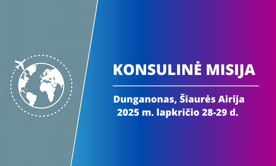 Lapkričio 28-29 d. rengiama konsulinė misija Danganone, Šiaurės Airijoje